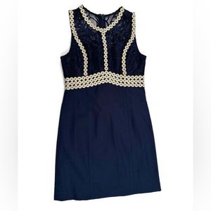 Lilly Pulitzer Navy & Gold sleeveless Cocktail Dress Size 2
